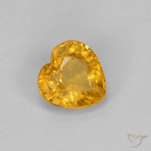 Zaffiro Arancio intenso-OroG naturale da 0.47 ct, Cuore, VS