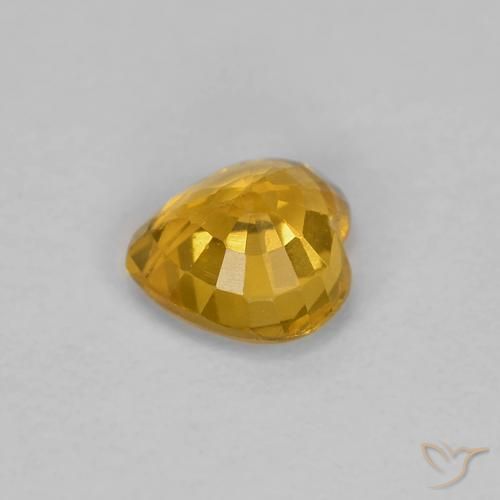 Zaffiro Arancio intenso-OroG naturale da 0.47 ct, Cuore, VS