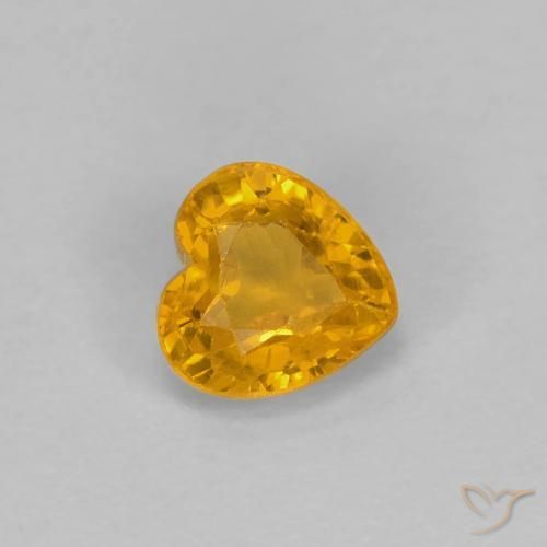 Zaffiro Arancio Scuro-Oro naturale da 0.43 ct, Cuore, VS