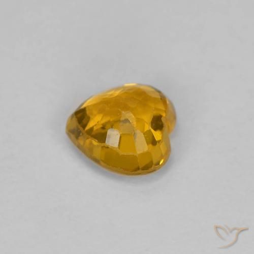 Zaffiro Arancio Scuro-Oro naturale da 0.43 ct, Cuore, VS