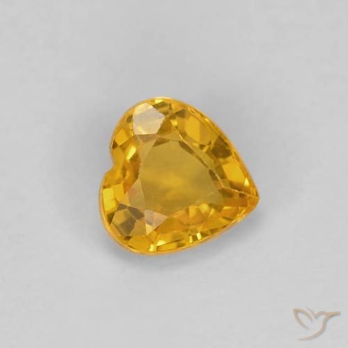 Zaffiro Arancio intenso-OroG naturale da 0.48 ct, Cuore, VS