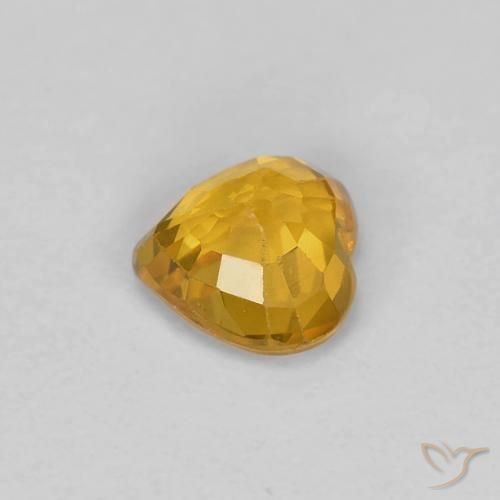 Zaffiro Arancio intenso-OroG naturale da 0.48 ct, Cuore, VS