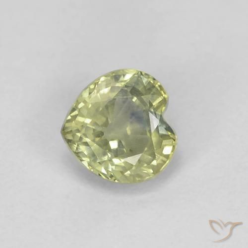 Zaffiro Verde lime chiaro naturale da 0.57 ct, Cuore, VS