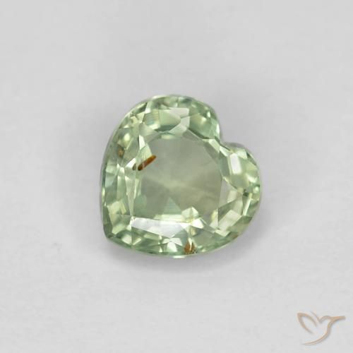 0.48ct Naturale Verde chiaro Zaffiro, Cuore, VS
