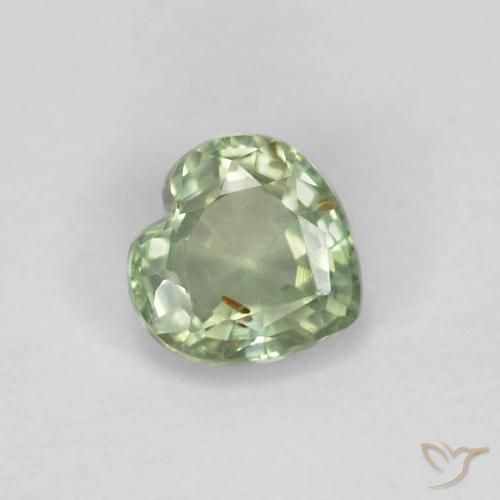 Zaffiro Verde chiaro naturale da 0.48 ct, Cuore, VS
