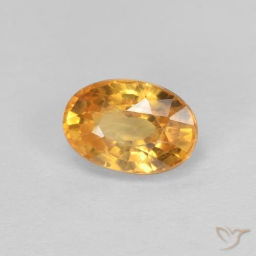Zaffiro Arancio intenso-OroG naturale da 0.75 ct, Ovale, VVS
