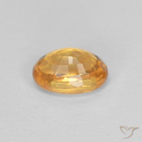 Zaffiro Arancio intenso-OroG naturale da 0.75 ct, Ovale, VVS
