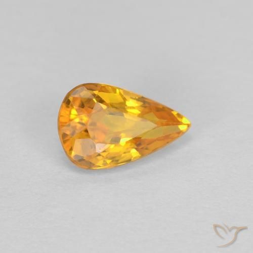 Zaffiro Arancio intenso-OroG naturale da 0.47 ct, Forma a pera, VVS