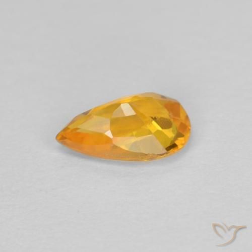 Zaffiro Arancio intenso-OroG naturale da 0.47 ct, Forma a pera, VVS