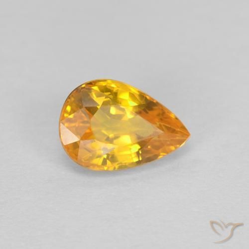 Zaffiro Dorato naturale da 0.63 ct, Forma a pera, VVS