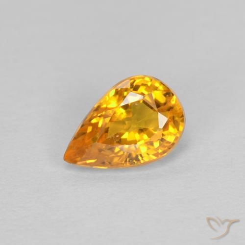 0.60ct Naturale Arancio Scuro-Oro Zaffiro, Forma a pera, VVS