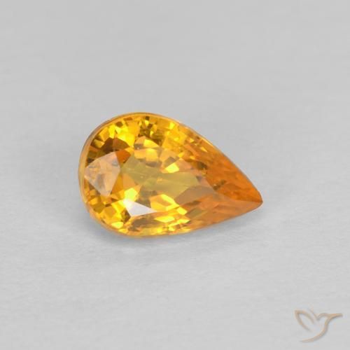 Zaffiro Arancio Scuro-Oro naturale da 0.60 ct, Forma a pera, VVS