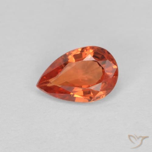 0.50ct Naturale Arancione rossastra Zaffiro, Forma a pera, VVS