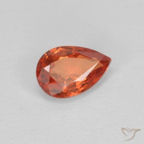 Zaffiro Arancione rossastra naturale da 0.50 ct, Forma a pera, VVS