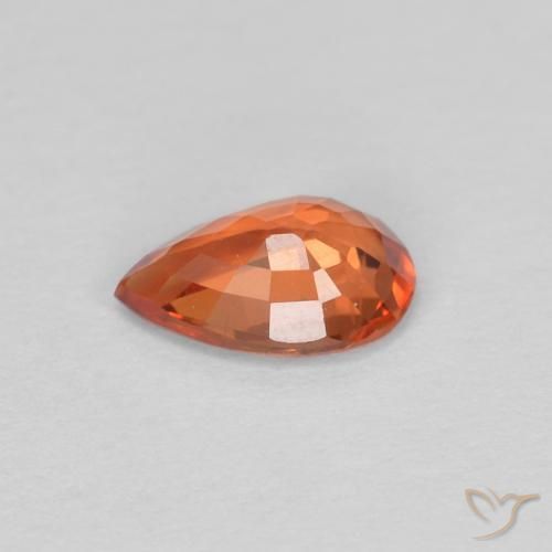 Zaffiro Arancione rossastra naturale da 0.50 ct, Forma a pera, VVS