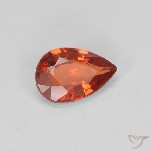 Zaffiro Arancione rossastra naturale da 0.50 ct, Forma a pera, VVS