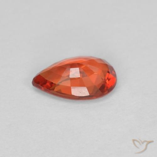 Zaffiro Arancione rossastra naturale da 0.50 ct, Forma a pera, VVS