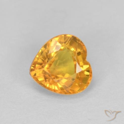 0.48ct Naturale Arancio Scuro-Oro Zaffiro, Cuore, VS