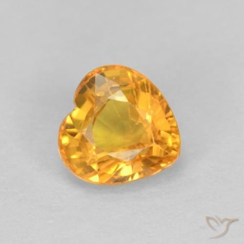 Zaffiro Arancio Scuro-Oro naturale da 0.48 ct, Cuore, VS