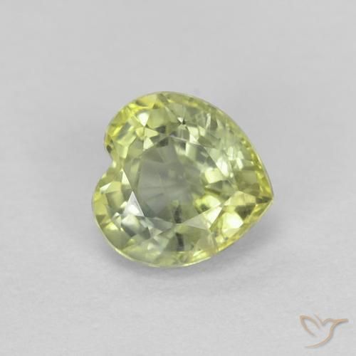 Zaffiro Verde oliva naturale da 0.48 ct, Cuore, VS