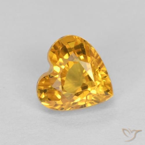 Zaffiro Arancio dorato naturale da 0.56 ct, Cuore, VVS