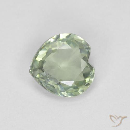 0.42ct Naturale Verde chiaro Zaffiro, Cuore, VVS
