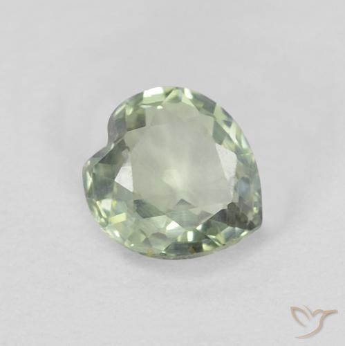 Zaffiro Verde chiaro naturale da 0.42 ct, Cuore, VVS