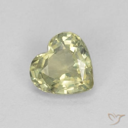 0.45ct Naturale Verde giallastro Zaffiro, Cuore, VVS-VS