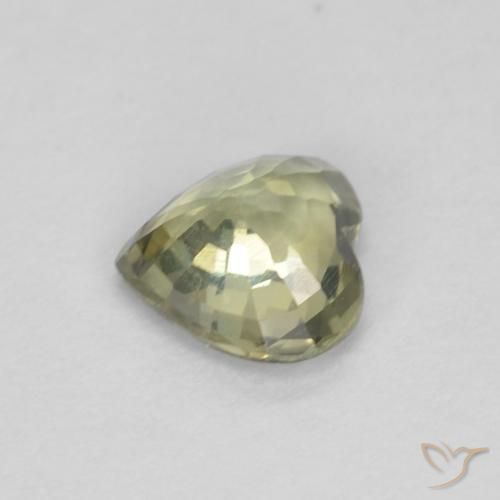Zaffiro Verde giallastro naturale da 0.45 ct, Cuore, VVS-VS