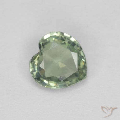Zaffiro Verde caldo naturale da 0.38 ct, Cuore, VVS-VS