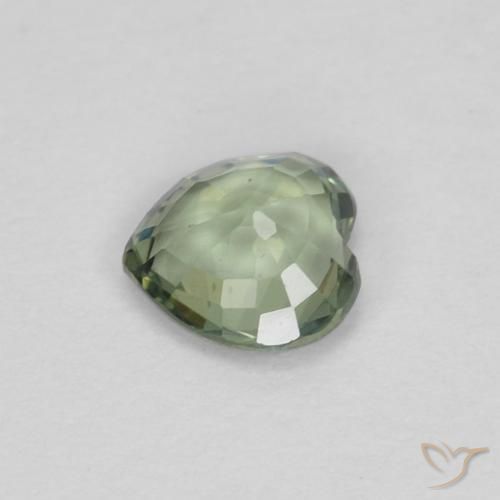 Zaffiro Verde caldo naturale da 0.38 ct, Cuore, VVS-VS