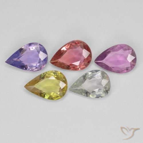 Gemme di Zaffiro Multicolore naturale da 2.97 ct, Forma a pera, VVS-VS