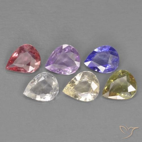 Gemme di Zaffiro Multicolore naturale da 2.72 ct, Forma a pera, VVS-VS