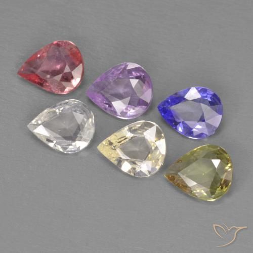 Gemme di Zaffiro Multicolore naturale da 2.72 ct, Forma a pera, VVS-VS
