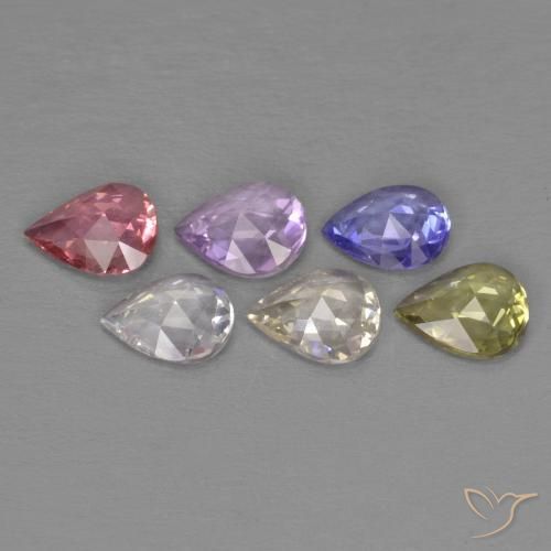 Gemme di Zaffiro Multicolore naturale da 2.72 ct, Forma a pera, VVS-VS