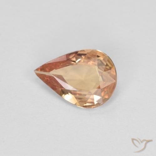 Zaffiro Dorato pesca chiaro naturale da 0.51 ct, Forma a pera, VVS