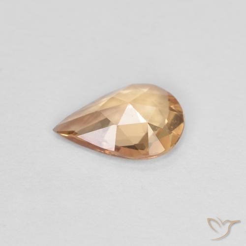 Zaffiro Dorato pesca chiaro naturale da 0.51 ct, Forma a pera, VVS
