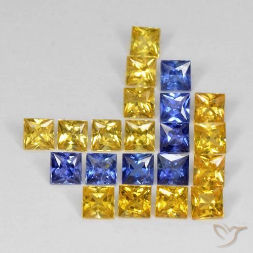 Gemme di Zaffiro Multicolore naturale da 3.34 ct, Quadrato, VS