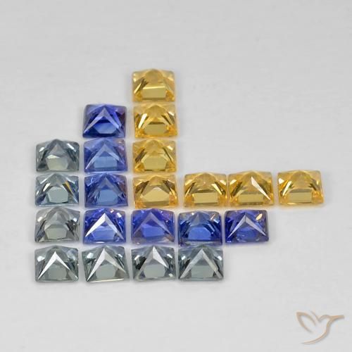 Gemme di Zaffiro Multicolore naturale da 3.27 ct, Quadrato, VS