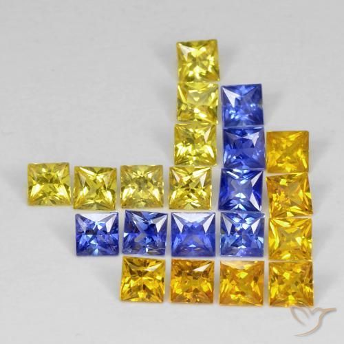 Gemme di Zaffiro Multicolore naturale da 3.51 ct, Quadrato, VS