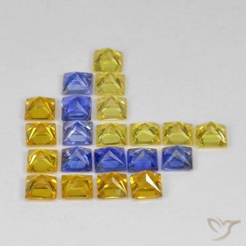 Gemme di Zaffiro Multicolore naturale da 3.51 ct, Quadrato, VS