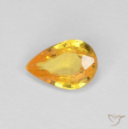 Zaffiro Arancio-Oro naturale da 0.44 ct, Forma a pera, VS