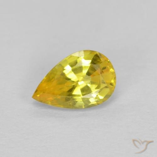 0.58ct Naturale Giallo medio Zaffiro, Forma a pera, VS