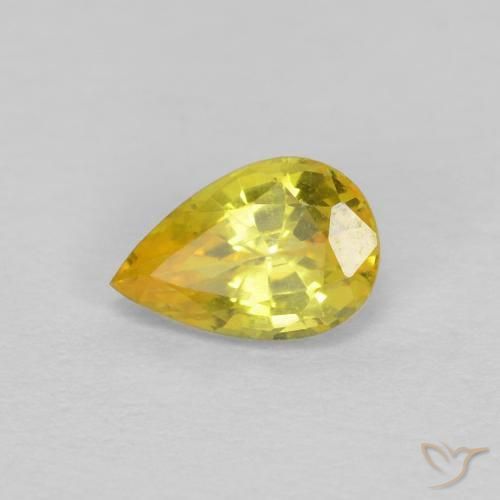 Zaffiro Giallo medio naturale da 0.58 ct, Forma a pera, VS
