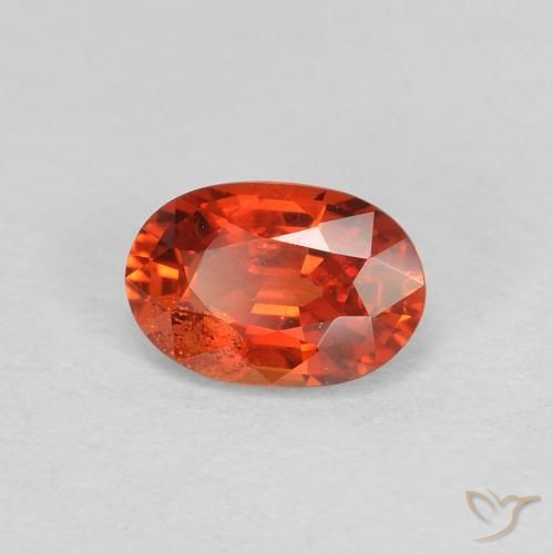 Zaffiro Arancione rossastra naturale da 0.60 ct, Ovale, VS