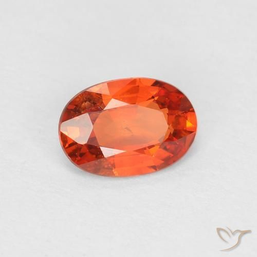 Zaffiro Arancione rossastra naturale da 0.55 ct, Ovale, VS