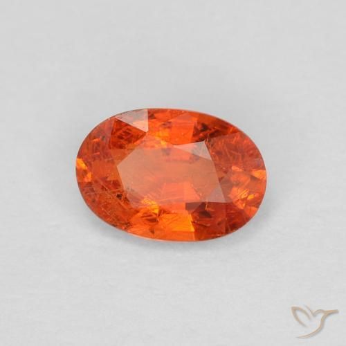 Zaffiro Arancione rossastra naturale da 0.55 ct, Ovale, VS