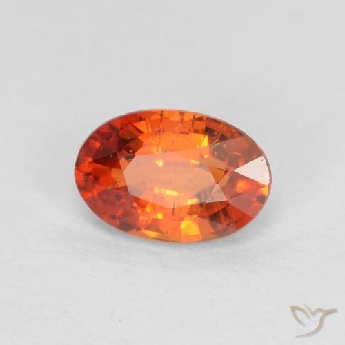 Zaffiro Arancione rossastra naturale da 0.65 ct, Ovale, VS