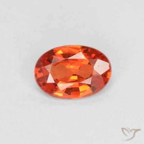 Zaffiro Arancione rossastra naturale da 0.46 ct, Ovale, VS