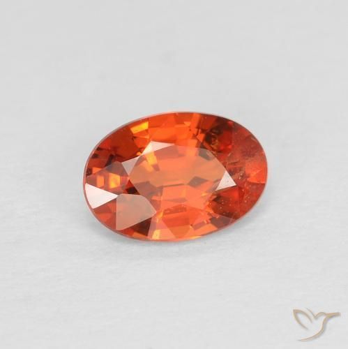 Zaffiro Arancione rossastra naturale da 0.49 ct, Ovale, VS